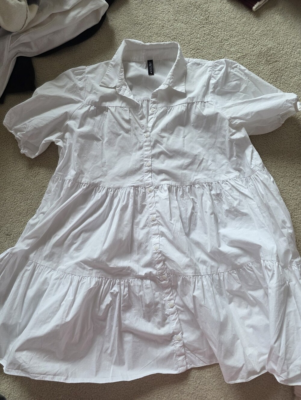White Button Down Short Sleeve Dress